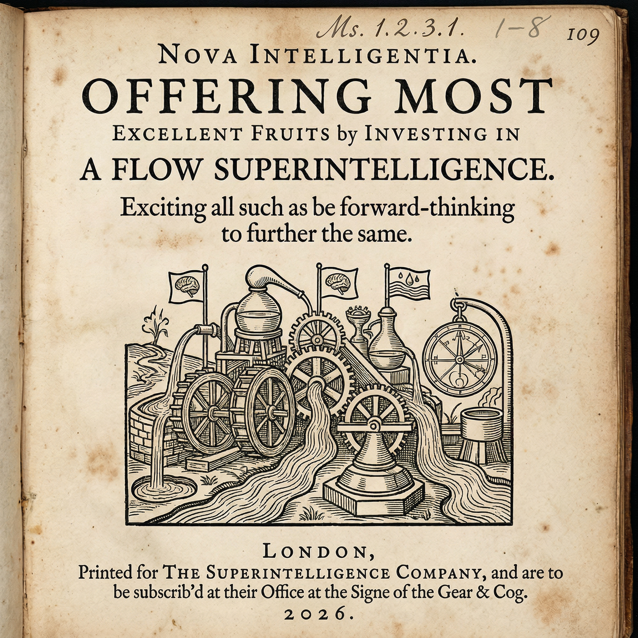 Nova Intelligentia — Offering Most Excellent Fruits by Investing in a Flow Superintelligence. Printed for The Superintelligence Company, 2026.